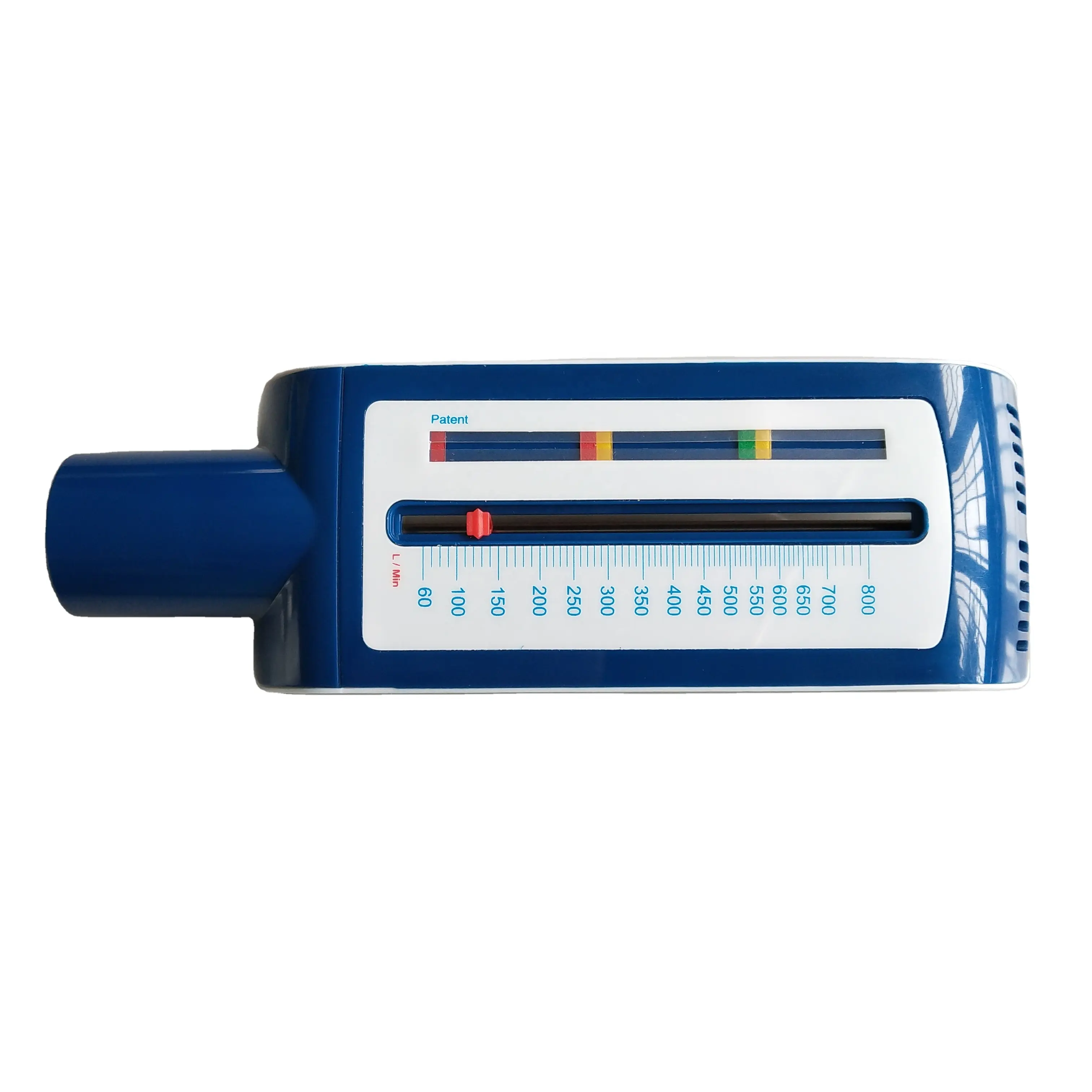 Medidor de flujo máximo de plástico para adultos, productos médicos de China, diseño de color azul