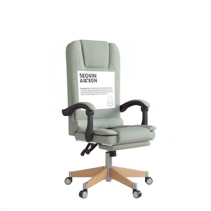 Chaise de bureau Seovin Aiategn gris clair en cuir PU avec base métallique, fonction massage, pivotante pour usage professionnel - Product Image 1