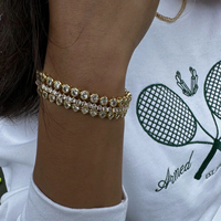 J&D Bracelet Tennis en Or 18 Carats pour Femme, Acier Inoxydable Zircon Style Vintage, Bijou Tendance pour Anniversaires, Style Simple et Élégant
