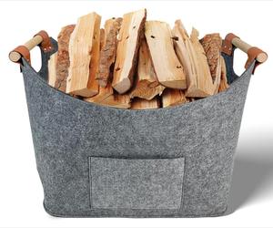Borsa pieghevole in feltro traspirante con manici in feltro portabagagli portaoggetti cesto rigido in feltro di legno di fuoco cestello - Product Image 1