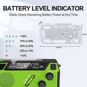 מקלט מזג אוויר רדיו 4000mah כף יד סולרית רב תכליתית מכשיר קשר USB טעינה רדיו חירום - Product Image 6