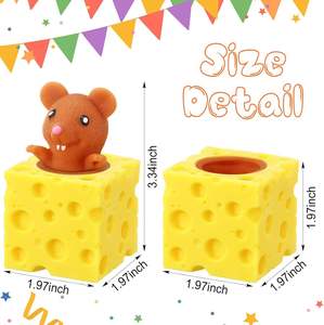 6 Pack Mice Rat Toy Mice Cheese Sensory Anxiety Relief Office <b>Ball</b> Fidget Novelty Gag Toys for Stress Relief - Product Image 3
