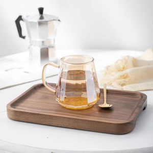ถาดรองถ้วยน้ำสไตล์ญี่ปุ่นทรงสี่เหลี่ยมผืนผ้าถาดไม้วอลนัทธรรมชาติสีดำวอลนัท - Product Image 4