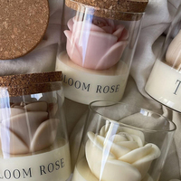 Bougie parfumée artisanale en cire de soja, rose pivoine, dans un verre, vente en gros directe d'usine, pour la Saint-Valentin, mariage, fêtes
