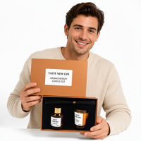 Coffret Cadeau Luxe de Bougies et Diffuseurs à Bâtonnets en Cire de Soja Aromatiques, Faits Main, Design Moderne, pour la Saint-Valentin, Diwali, Ramadan, Décoration Personnalisée pour la Maison