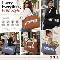 Sac fourre-tout en toile premium surdimensionné, personnalisé, brun, noir, gris, avec poignée renforcée, style minimaliste