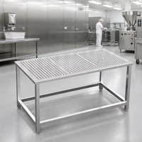 Table de travail robuste en acier inoxydable 201, finition polie perforée, plateau perforé, étagère de rangement, capacité 300 kg