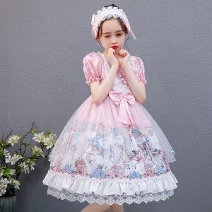 Vestiti di moda per feste manica a sbuffo in pizzo abito da <span class=keywords><strong>cameriera</strong></span> principessa Lolita a strati per bambine e bambine - Product Image 6