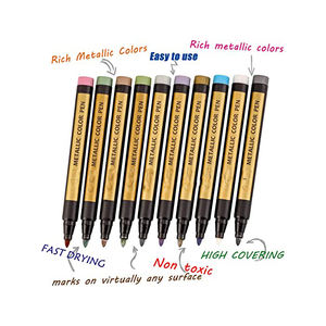 Marqueurs de peinture 10 couleurs, stylo métallique personnalisé pour la peinture sur roche, papier noir, verre, bois, fournitures de fabrication de cartes - Product Image 2