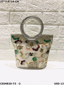 Designer Handmade Stone Beaded Bridal <b>Bag</b>, Suitable for <b>Evening</b>, Party and Wedding Occasions, Showing Elegance - Product Image 2