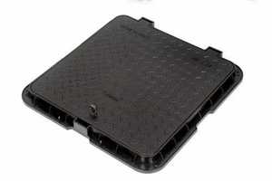 Cubierta de alcantarilla de PVC 24x24 Tapa de cámara de plástico negro cuadrado Carga de 1,5 toneladas para drenaje y uso de acceso - Product Image 2