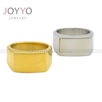 Vergoldeter Siegelring Massiver Edelstahl Blank Herren ring Kunden spezifischer Logo-Gravur schmuck