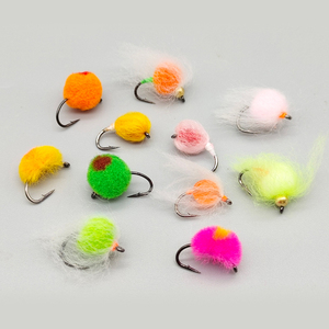 Kit de 38 piezas de huevos de pescado con <span class=keywords><strong>Flybox</strong></span> negro impermeable, moscas de trucha, señuelo de mosca de salmón de agua dulce para River Lake & Stream - Product Image 5