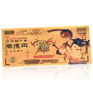 Billet de banque commémoratif classique d'anime Fate Stay Night, billet de banque en plastique avec feuille d'or, collection de billets de banque - Product Image 3