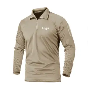 Custom Logo Unisex 1/4 Zipper Casual Long Sleeve Polo High Quality Work Clothes Uniform Custom Men's Polo Shirts