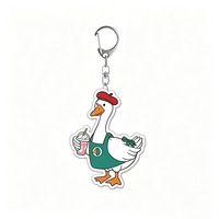 Porte-clés en acrylique Kawaii en forme de canard, mignon canard de dessin animé vêtu de vêtements, pendentif pour sac à dos et sac à main
