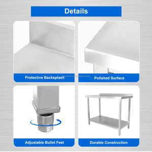 <b>Kitchen</b> Restaurant Equipment <b>Square</b> Tube Backsplash Commercial Stainless Steel Work Prep <b>Table</b> - Product Image 3