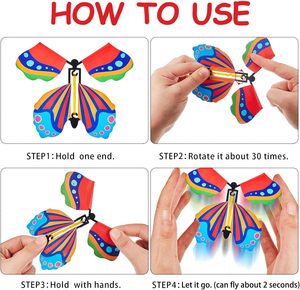 Vente en gros de papillons magiques volants à énergie élastique, jouet à remonter pour cadeau d'anniversaire, surprise, fête, jeu - Product Image 5