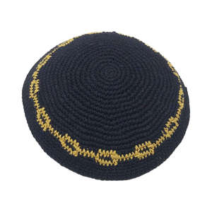 Gorro redondo de estilo judío tejido a mano, hecho de algodón puro; gorro redondo judío de punto; gorro redondo judío de ganchillo. - Product Image 3