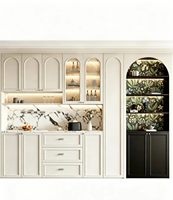 Buffet modulaire en bois massif français avec étagères réglables, grande capacité de rangement, écologique, 3 tiroirs, portes à panneaux surélevés, garantie 1 an