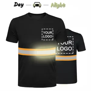 Men design workwear garment high visibility stripes tshirts cheap safety reflective t-shirt