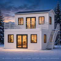 Maison conteneur à deux étages, blanche, moderne, préfabriquée, villa modulaire, toit en pente, design personnalisé, prête à l'emploi, fabricant