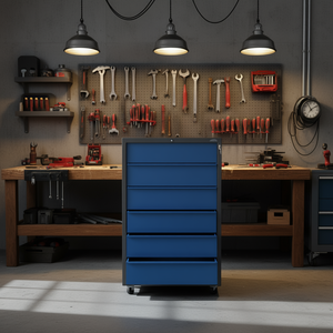 Armoire à outils Fervi à 5 tiroirs en acier bleu pour l'organisation d'atelier - Product Image 2