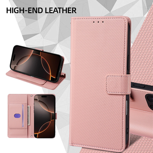 Luxury PU Leather Wallet Phone Case with Card Holder Slim Kickstand for Samsung Galaxy S25 Ultra S24 FE S23 Ultra iPhone 17 Pro