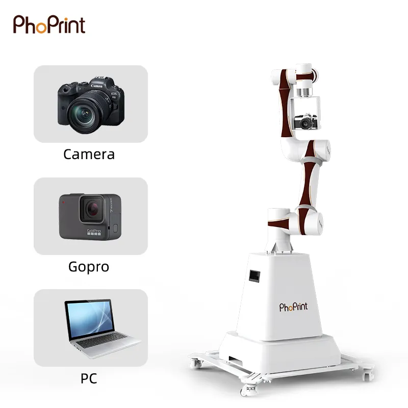 Attrezzatura professionale per il controllo del movimento con fotocamera Glambot per fotografia Robot braccio cabina fotografica