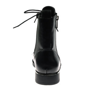 Bottes personnalisées en cuir noir imperméable de style britannique pour femmes botte de chevalier en cuir à fermeture éclair pour femmes chaussures pour dames - Product Image 6