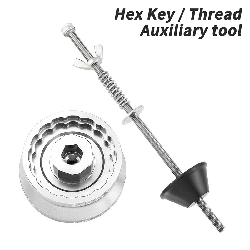 Llave hexagonal/roscas+herramienta auxiliar-Plata