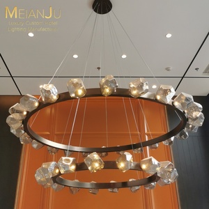 Zhongshan Modern Premium Hanging Pendant Light Smoked Grey Faceted Glass Chandelier para Hotel Restaurant Living Room Lighting - Product Image 1
