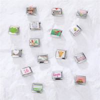 Best-seller Charms module italien bracelet fait main série vert rose accessoires italiens bracelet de base en acier créatif unique