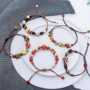 กำไลข้อมือเซรามิคเคลือบแบบชนเผ่ากำไลข้อมือเซรามิคหลากสีพร้อมของขวัญชายหาดสำหรับเด็กผู้หญิงกำไลข้อมือเซรามิกเคลือบแบบปรับได้ - Product Image 2