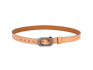 Cintura da Donna in Vera Pelle con Borchie Diamantate, Larghezza 3.0cm, Lunghezza 110cm - Product Image 1