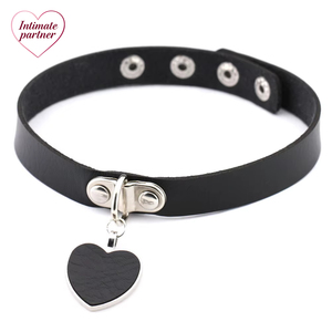 Collier ras du cou gothique noir en cuir PU avec chaîne et pendentif cœur pour femme, bijoux punk, idéal pour les fêtes, style grunge, sissy boy, <span class=keywords><strong>BDSM</strong></span> - Product Image 1