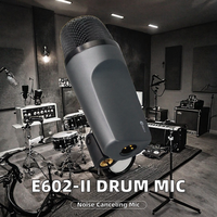 Microphone à condensateur cardioïde professionnel E602-II avec lumières LED, suppression du bruit en métal pour batterie, guitare et instruments de percussion