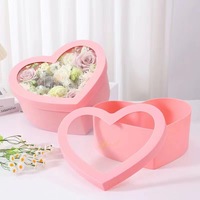 Boîtes d'emballage rigides personnalisées en forme de cœur, boîte cadeau recyclable en carton ivoire avec fenêtre transparente pour bouquet de roses, parfum, photo, bougie