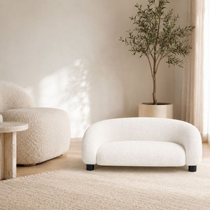 <span class=keywords><strong>Canapé</strong></span> modulaire inclinable de luxe moderne PET DUKE Round Solid Boucle, dossier bas, accoudoir intégré, deux places, noir, pour chats et chiens, toutes saisons - Product Image 1