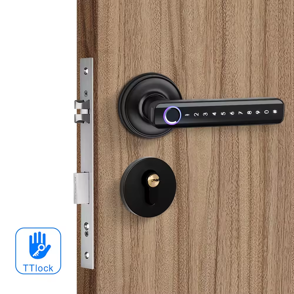 Cerraduras Inteligente Interior APP Control Door Handle Fingerprint Password WiFi Tuya TTLock Digital Smart Door Knob Lock
