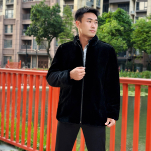 Giacca da <span class=keywords><strong>Uomo</strong></span> Elegante in Vera Pelliccia di <span class=keywords><strong>Visone</strong></span> Stile Cinese <span class=keywords><strong>Cappotto</strong></span> Invernale Color Caffè con Collo Alto e Chiusura a Cerniera - Product Image 5