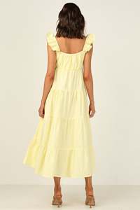 <span class=keywords><strong>Robe</strong></span> mi-longue en coton pour femmes, avec bretelles à volants, cordon de serrage, décolleté carré arrondi, jupe à volants superposés - Product Image 6