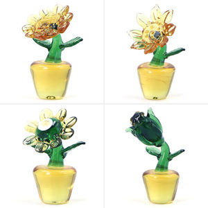 Handmade Murano Glass Flowers Long Stem Sunflower Art Glass Cactus Decor Ornaments Customized