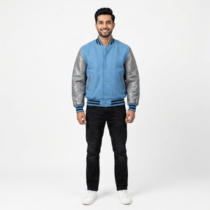 Blouson universitaire personnalisé pour homme, haute qualité, 100 % coton, brodé, col montant, tissu respirant, manteau d'hiver grande taille - Product Image 1