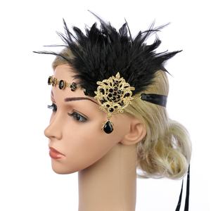 एरेक्सी महिलाओं के वयस्कों 1960 एस गैट्सबी विंटेज मस्कुरेडे हेडबैंड ब्लैक फेदर हेयर एक्सेसरी मॉडल H016 - Product Image 2