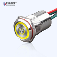 Mini-interrupteur à bouton-poussoir LED de 12 mm avec trou de fixation, étanche IP68, haute intensité pour systèmes de contrôle d'accès extérieurs