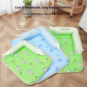 Kühlmatte für Haustiere, Katzen und Hunde, Sommer, modernes Stoffdesign, umweltfreundlich, Cartoon-Muster, anpassbare Größe, Schlafbett mit erhöhtem Kissen - Product Image 1