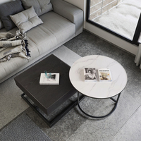 Table basse en pierre de roche minimaliste italienne, petit appartement, design moderne et simple, table basse carrée noire pour la maison