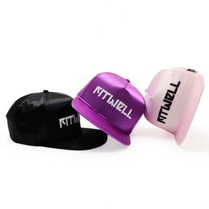 5 Panel Flat Brim Bill Personalized Retro <b>Mens</b> <b>Caps</b> <b>Black</b> Custom Made Satin Snapback Hats - Product Image 2