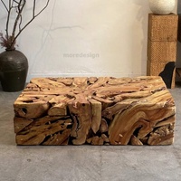 Table Basse en Bois de Camphre Sculpté Style Wabi Sabi, Naturel et Créatif, pour Salon, Villa, Hôtel, Balcon